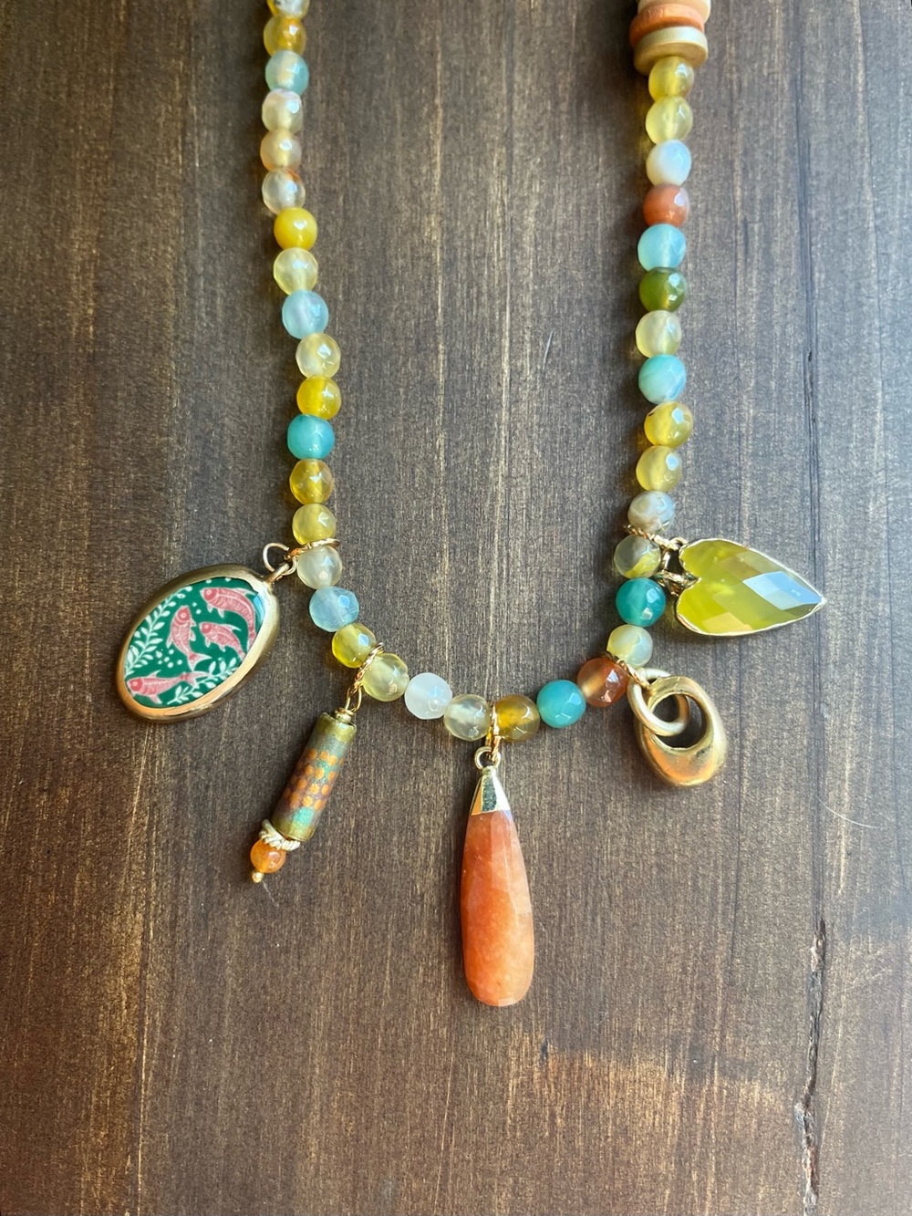 Handmade Agate Gemstone Necklace -Unique Artisan Boho design